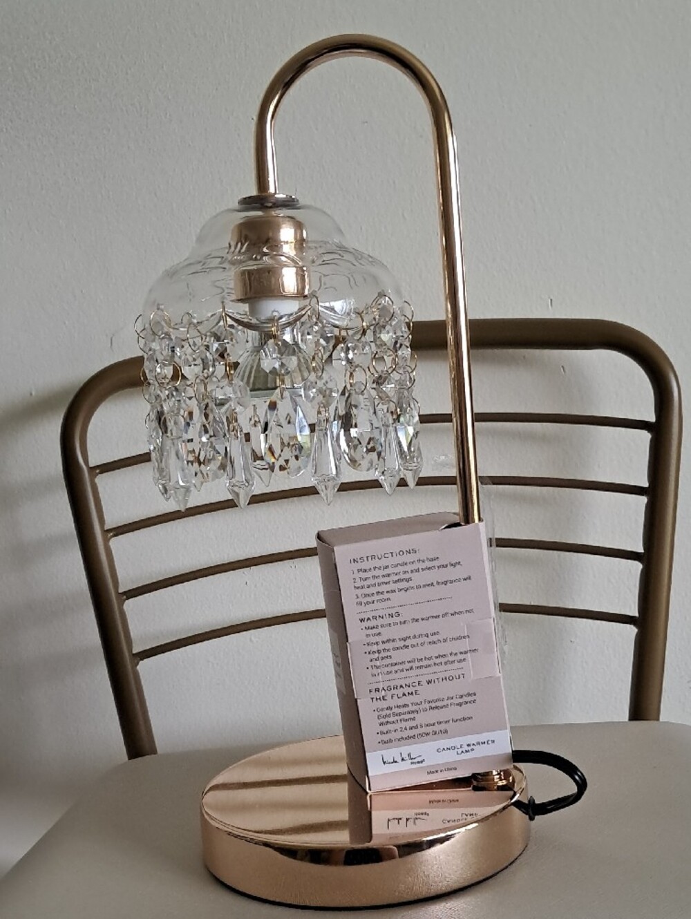 Viral!Nicole Miller Rose Gold Crystal-Trim Candle Warmer Lamp - Picture 3 of 4